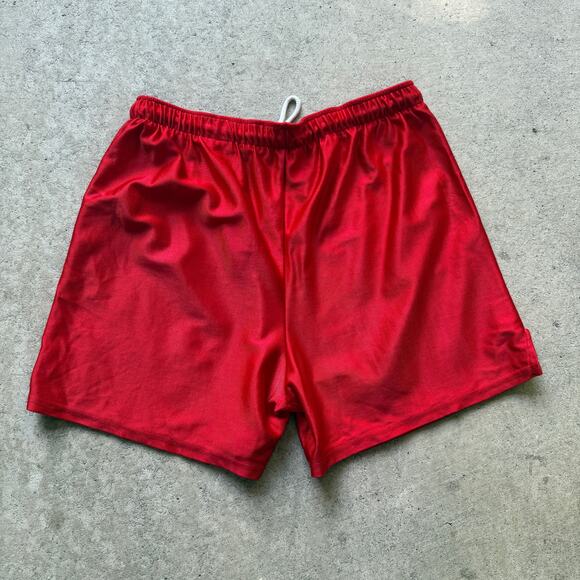 Men's Vintage 90's Russell Athletic Shiny Red Basketball Short Shorts Sz Large - Picture 2 of 5